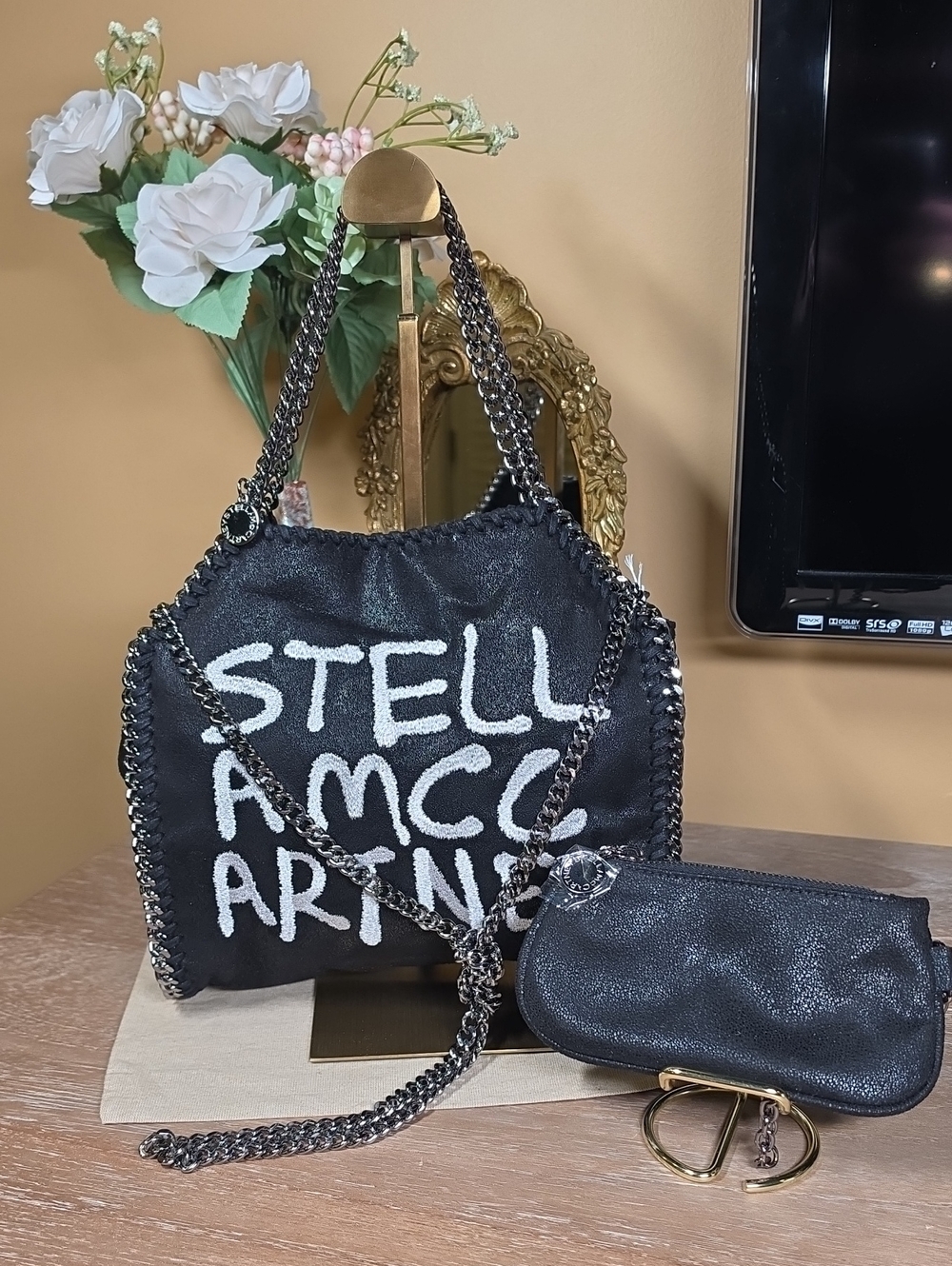 Stella McCartney Falabella Graffiti Logo Fold-Over w/ Matching Pouch SET! - Picture 16 of 16